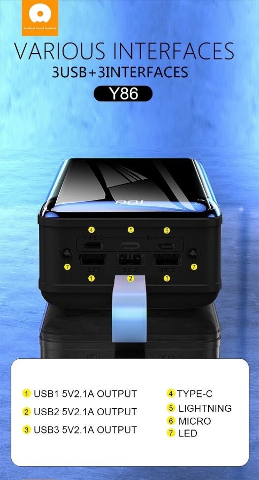 Power Bank WUW Y86 50000 mAh ЧОРНИЙ