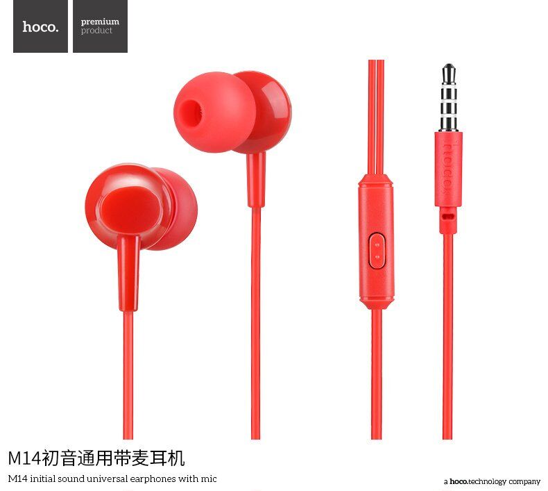 Дротові навушники HOCO M14, червоний Дротові навушники HOCO M14, червоний