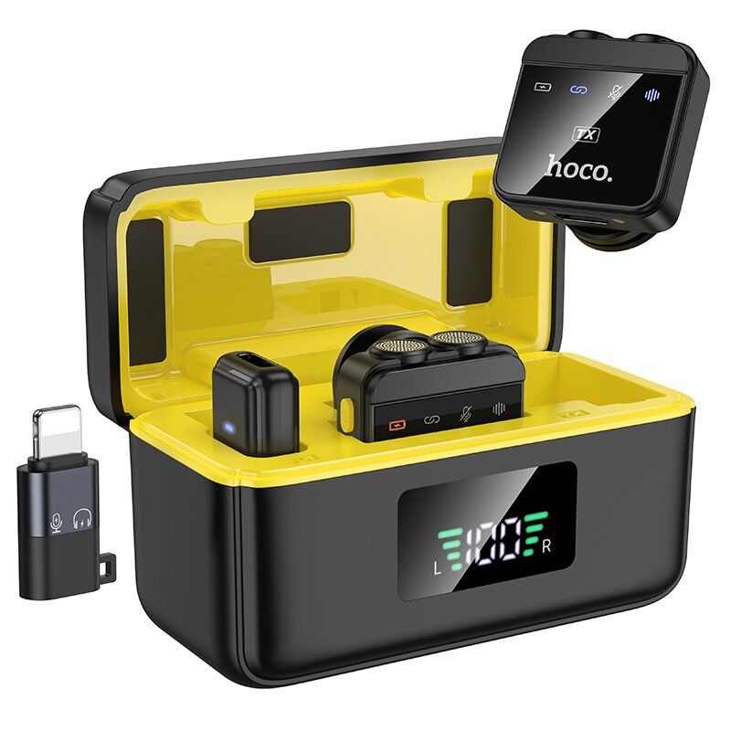 Бездротовий петличний мікрофон HOCO L17 Dual-mic magnetic lavalier Lightning / TYPE-C