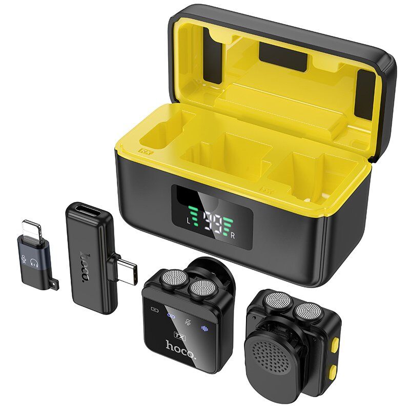 Бездротовий петличний мікрофон HOCO L17 Dual-mic magnetic lavalier Lightning / TYPE-C