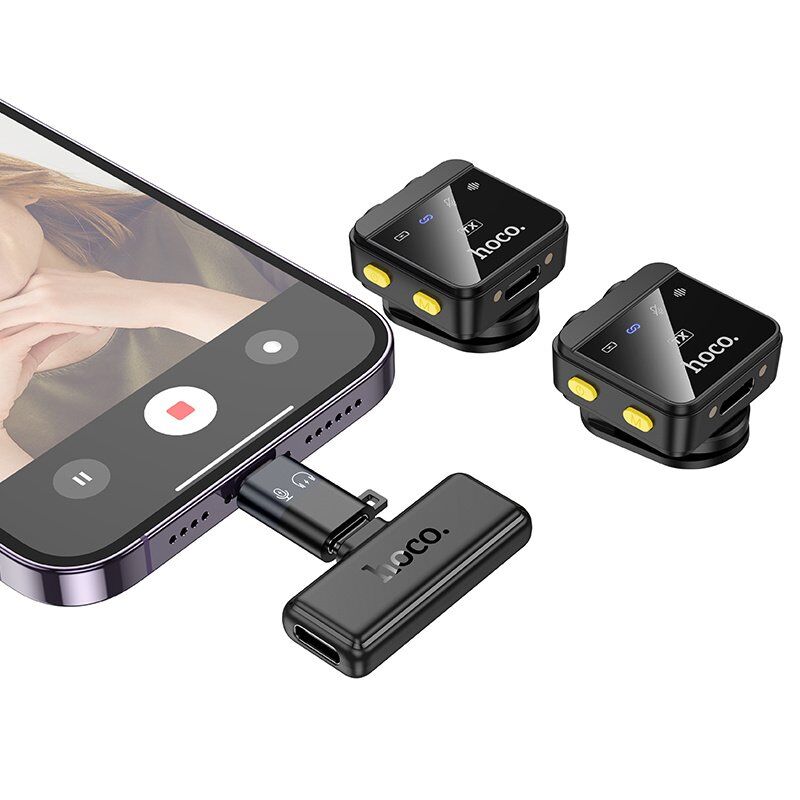 Бездротовий петличний мікрофон HOCO L17 Dual-mic magnetic lavalier Lightning / TYPE-C