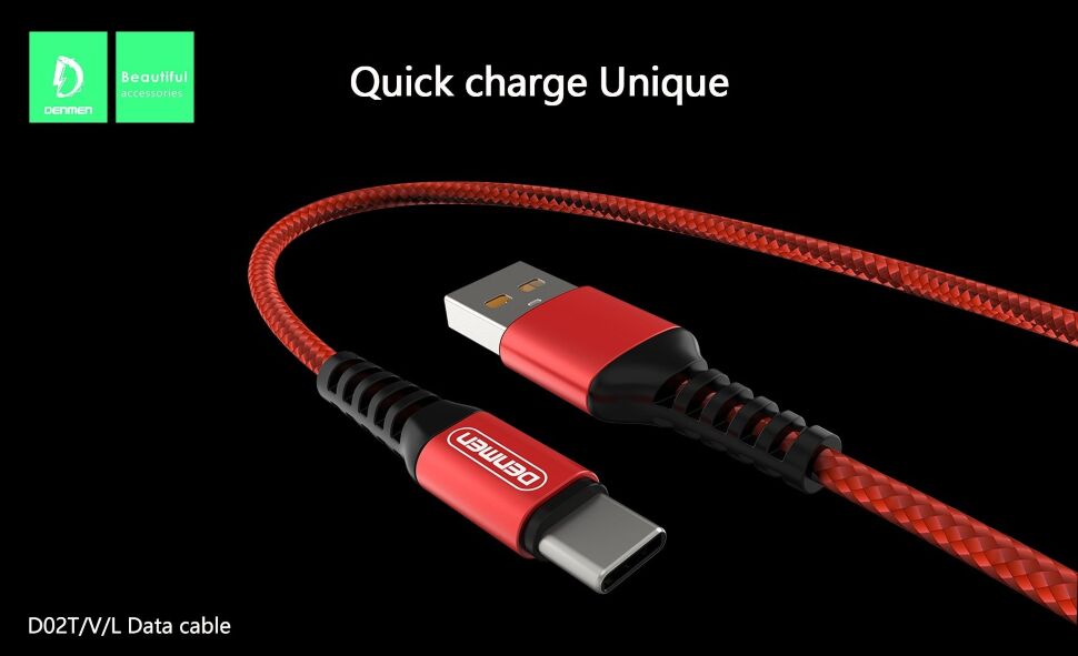 Кабель USB Denmen D02T USB - Type-C (2,4A) ТКАНИНОВА ОПЛЕТКА