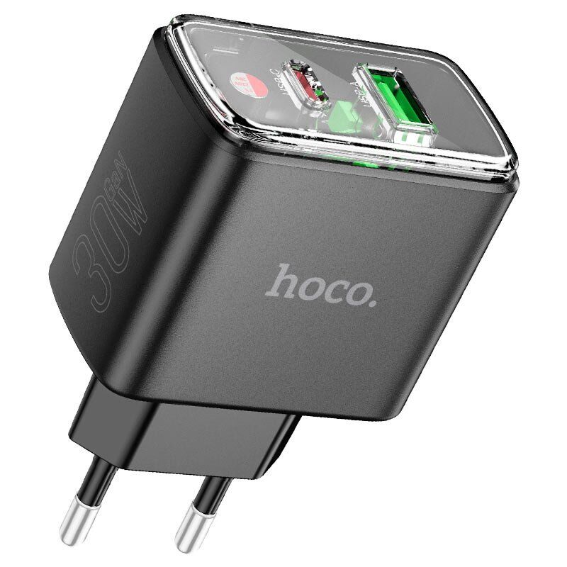 Мережевий зарядний пристрій HOCO CS42A TYPE-C PD 30W + USB QC 3.0, чорний