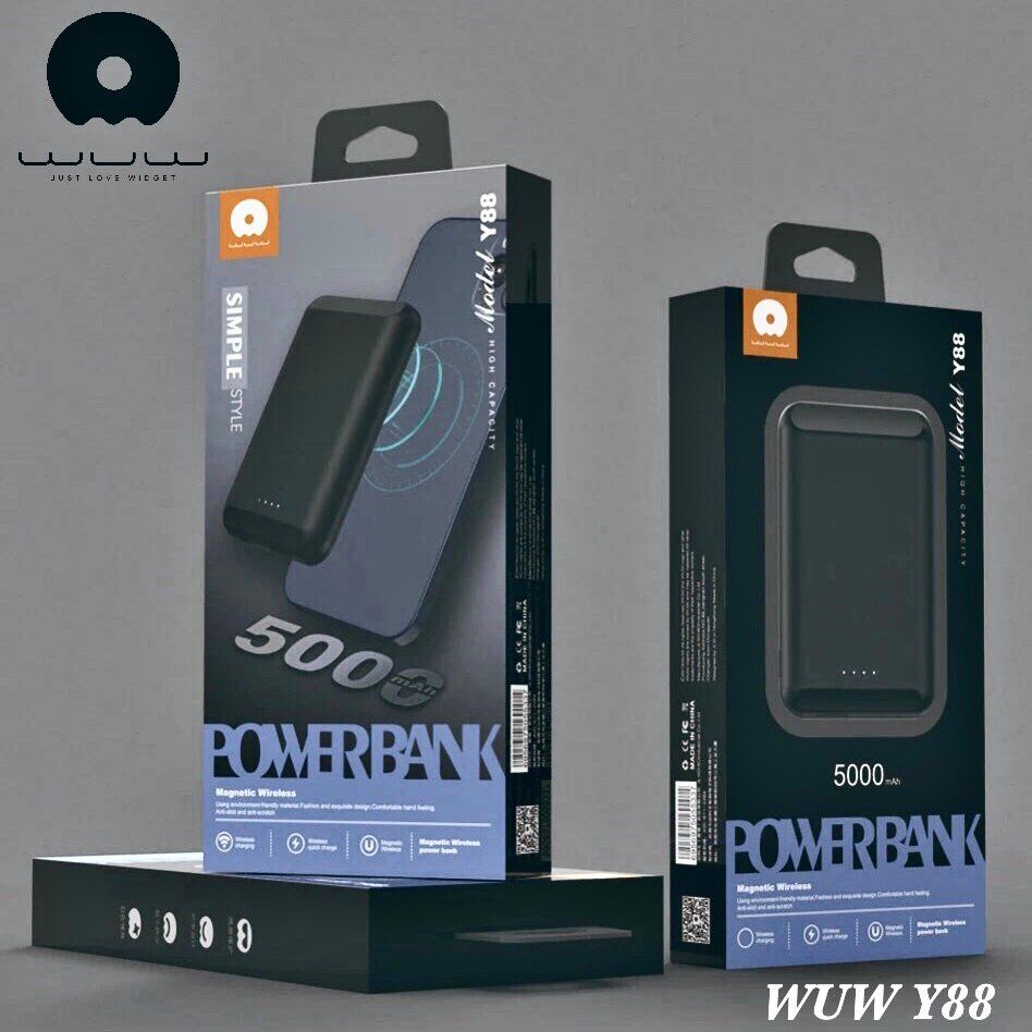 Power Bank WUW Y88 5000 mAh БІЛИЙ Бездротова зарядка Power Bank WUW Y88 5000 mAh БІЛИЙ Бездротова зарядка