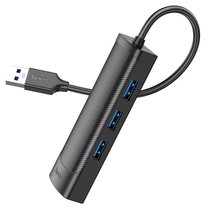USB Конвертор HOCO HB42 4В1 HUB (USB 3.0 * 2шт. + RJ45 Ethernet), 1,20 метри, чорний USB Конвертор HOCO HB42 4В1 HUB (USB 3.0 * 2шт. + RJ45 Ethernet), 1,20 метри, чорний