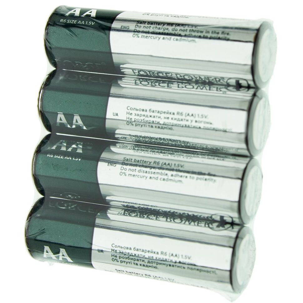 Батарейка AA сольова FORCE POWER HEAVY DUTY R6 1.5V, 4 штуки Батарейка AA сольова FORCE POWER HEAVY DUTY R6 1.5V, 4 штуки