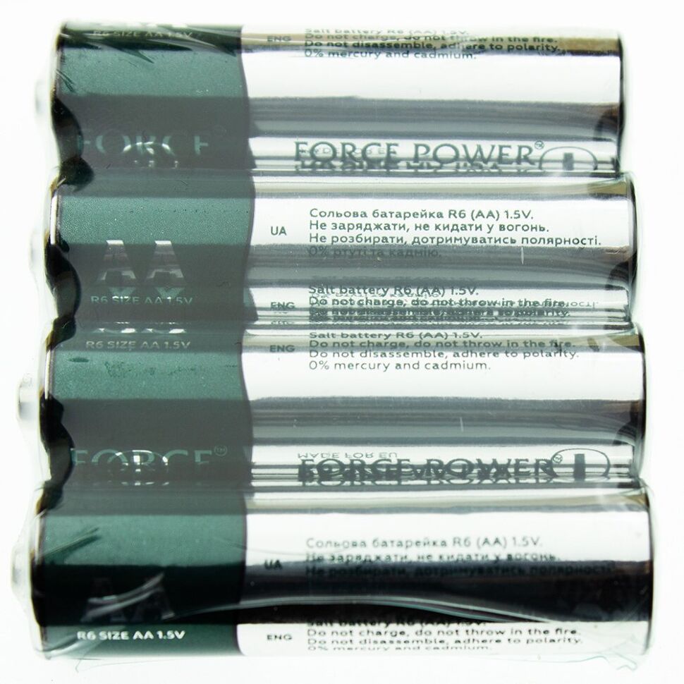 Батарейка AA сольова FORCE POWER HEAVY DUTY R6 1.5V, 4 штуки Батарейка AA сольова FORCE POWER HEAVY DUTY R6 1.5V, 4 штуки