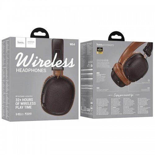 Бездротові повнорозмірні навушники HOCO W64, КОРИЧНЕВИЙ Бездротові повнорозмірні навушники HOCO W64, КОРИЧНЕВИЙ