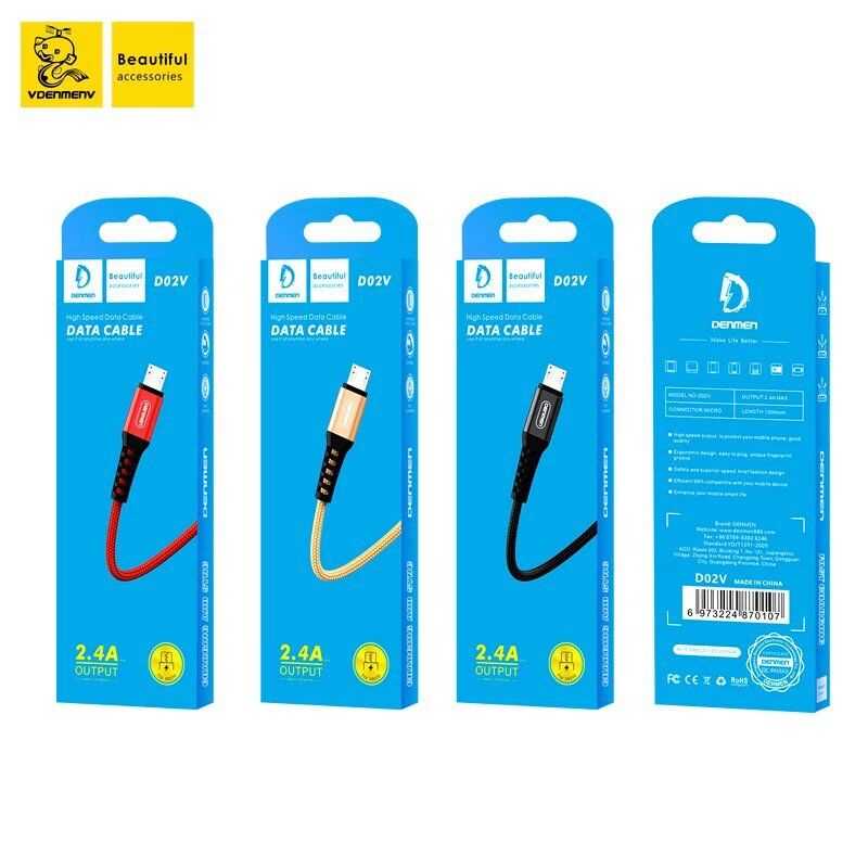 Кабель USB Denmen D02V USB - micro USB ТКАНИНОВА ОПЛЕТКА Кабель USB Denmen D02V USB - micro USB ТКАНИНОВА ОПЛЕТКА