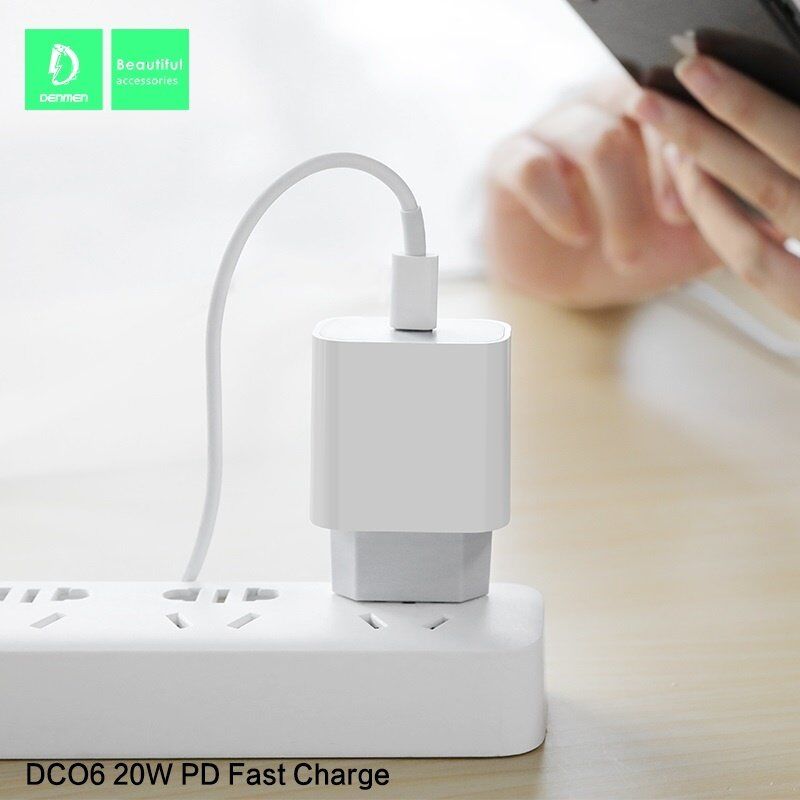 Мережевий зарядний пристрій DENMEN DC06L 3.6A USB-C + CABLE TYPE-C TO LIGHTNING PD 20W