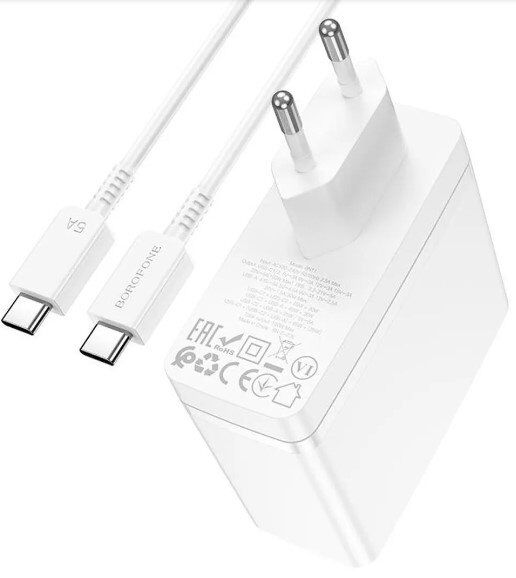 Мережевий зарядний пристрій BOROFONE BN11 100W PD + QC3.0 USB-C 2 | USB-A 1 + кабель TYPE-C - TYPE-C білий