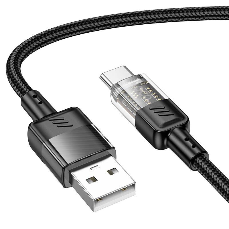 USB кабель HOCO U129 USB - Type-C 3.0А 1.2M тканина чорний