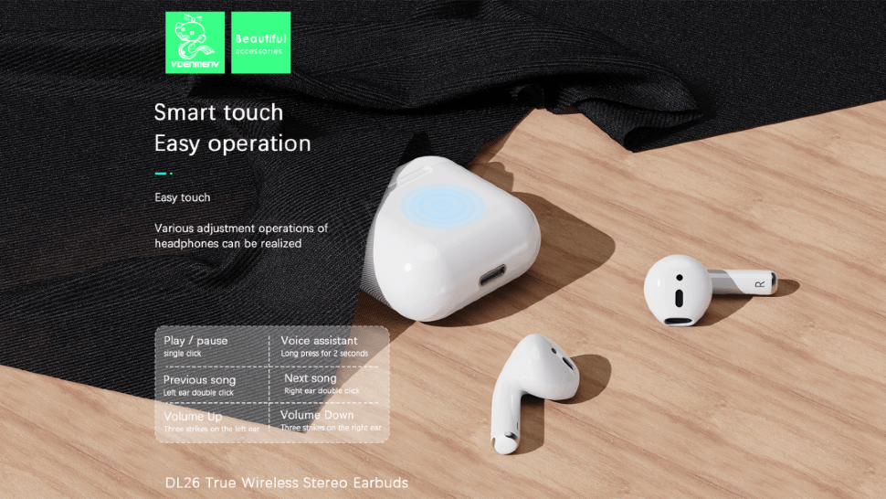 Бездротові навушники DENMEN DL26 БІЛИЙ