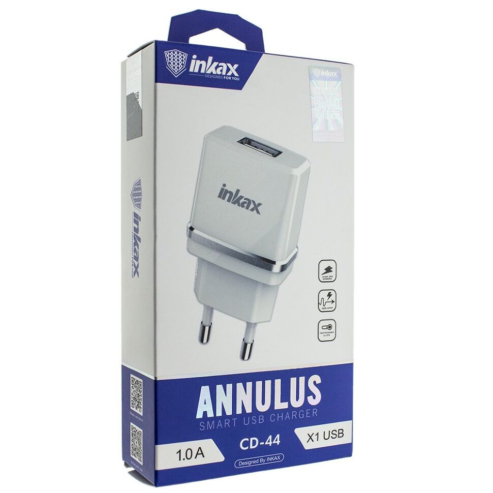 Мережевий зарядний пристрій INKAX CD-44 1.0A | 1 USB Мережевий зарядний пристрій INKAX CD-44 1.0A | 1 USB