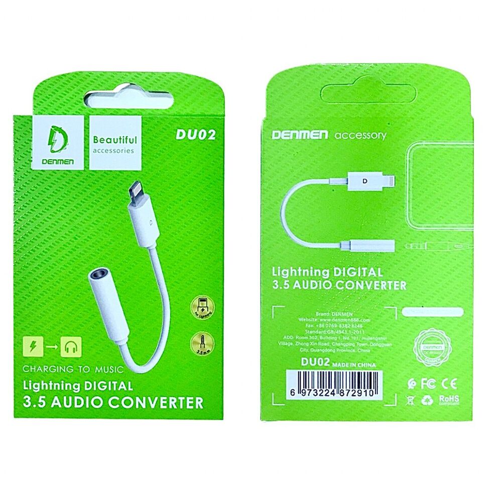 AUX ПЕРЕХІДНИК Denmen DU02 Lightning - jack 3.5 мм FOR IPHONE AUX ПЕРЕХІДНИК Denmen DU02 Lightning - jack 3.5 мм FOR IPHONE
