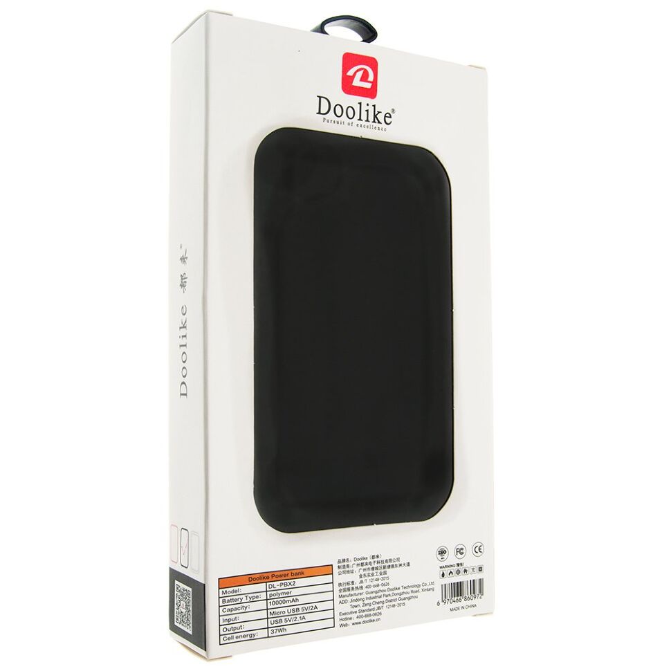 Power Bank Doolike DL-PBx2 10000 mAh ЧОРНИЙ