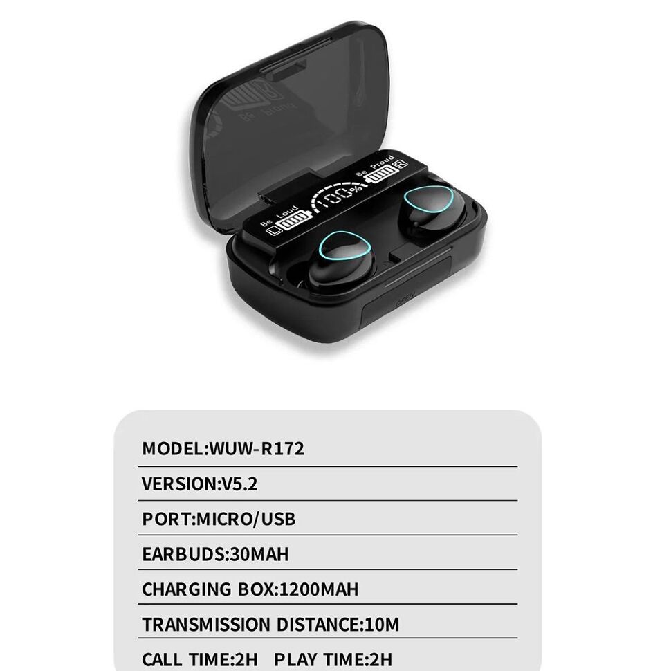 Бездротові навушники WUW R172 TWS Wireless earbuds BLACK Бездротові навушники WUW R172 TWS Wireless earbuds BLACK