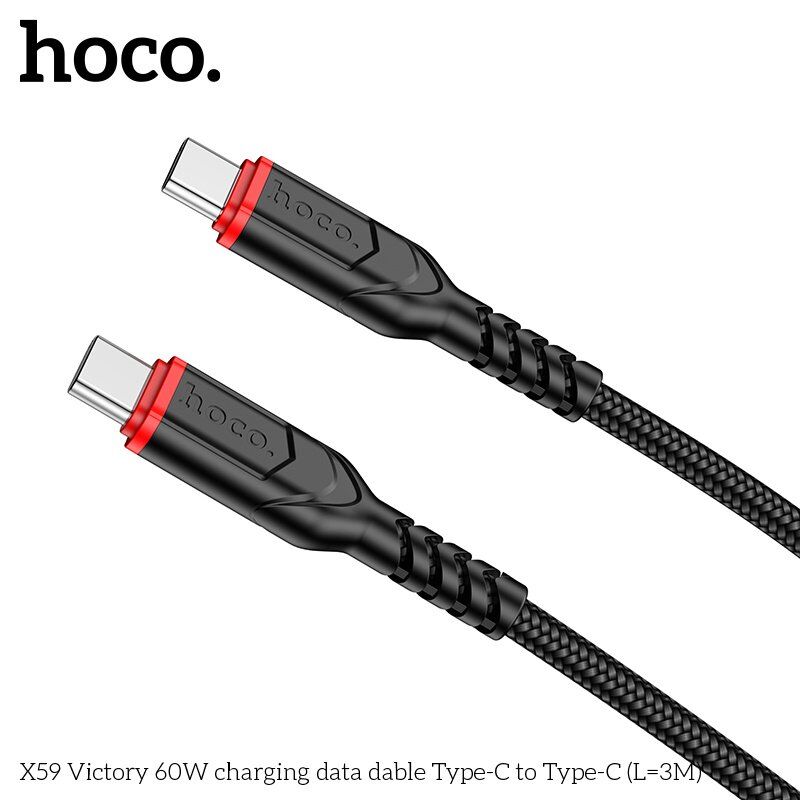 USB-C кабель HOCO X59 60W Type-C - Type-C 3 MЕТРИ ЧОРНИЙ