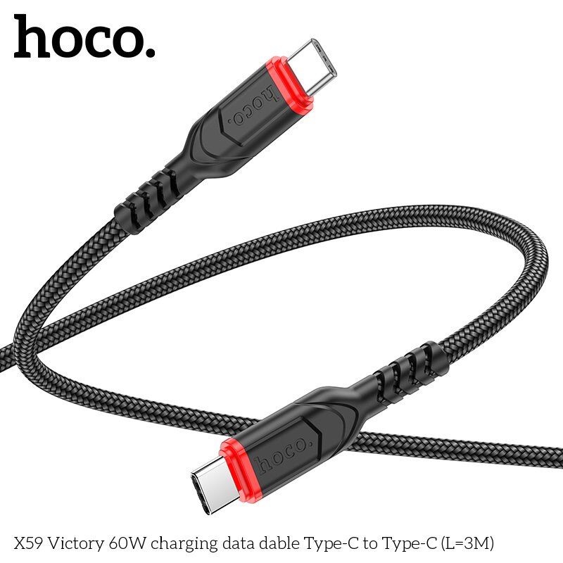 USB-C кабель HOCO X59 60W Type-C - Type-C 3 MЕТРИ ЧОРНИЙ