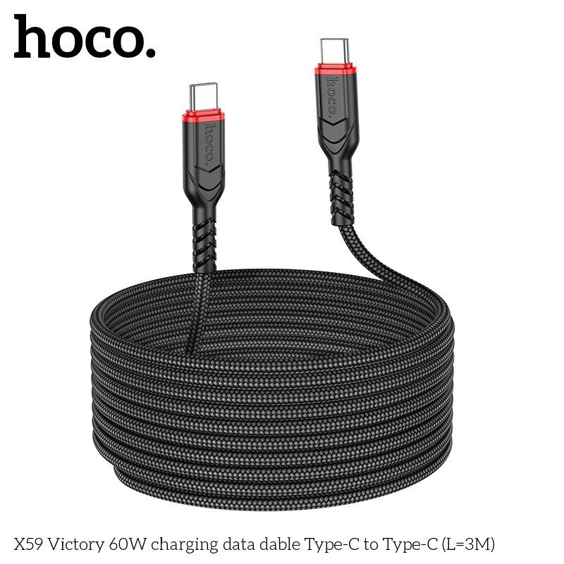 USB-C кабель HOCO X59 60W Type-C - Type-C 3 MЕТРИ ЧОРНИЙ