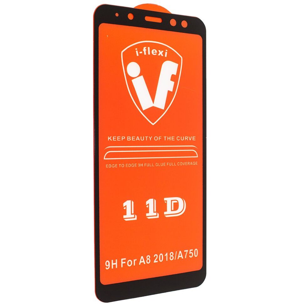 Захисне скло для телефону 11D 9H i-flexi SAMSUNG A530 Galaxy A8 (2018) в упаковці ЧОРНИЙ Захисне скло для телефону 11D 9H i-flexi SAMSUNG A530 Galaxy A8 (2018) в упаковці ЧОРНИЙ