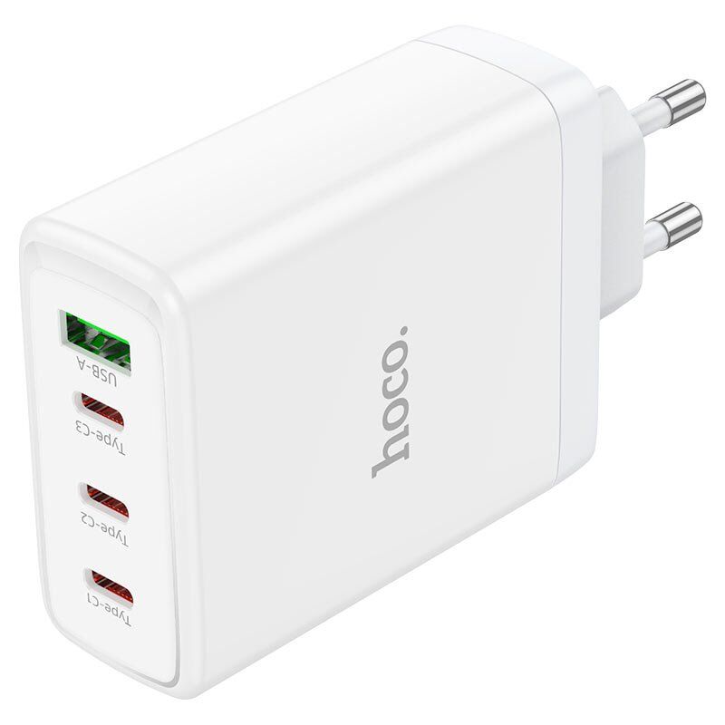 Мережевий зарядний пристрій HOCO N31 PD 100W (3*TYPE-C + 1*USB QC 3.0), GaN, білий Мережевий зарядний пристрій HOCO N31 PD 100W (3*TYPE-C + 1*USB QC 3.0), GaN, білий