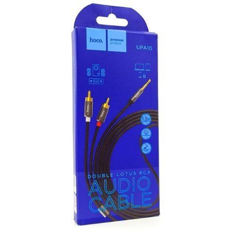 Аудіокабель HOCO UPA10 3,5 мм штекер (male) на 2 RCA штекери (male), 1,50м, ЧОРНИЙ Аудіокабель HOCO UPA10 3,5 мм штекер (male) на 2 RCA штекери (male), 1,50м, ЧОРНИЙ