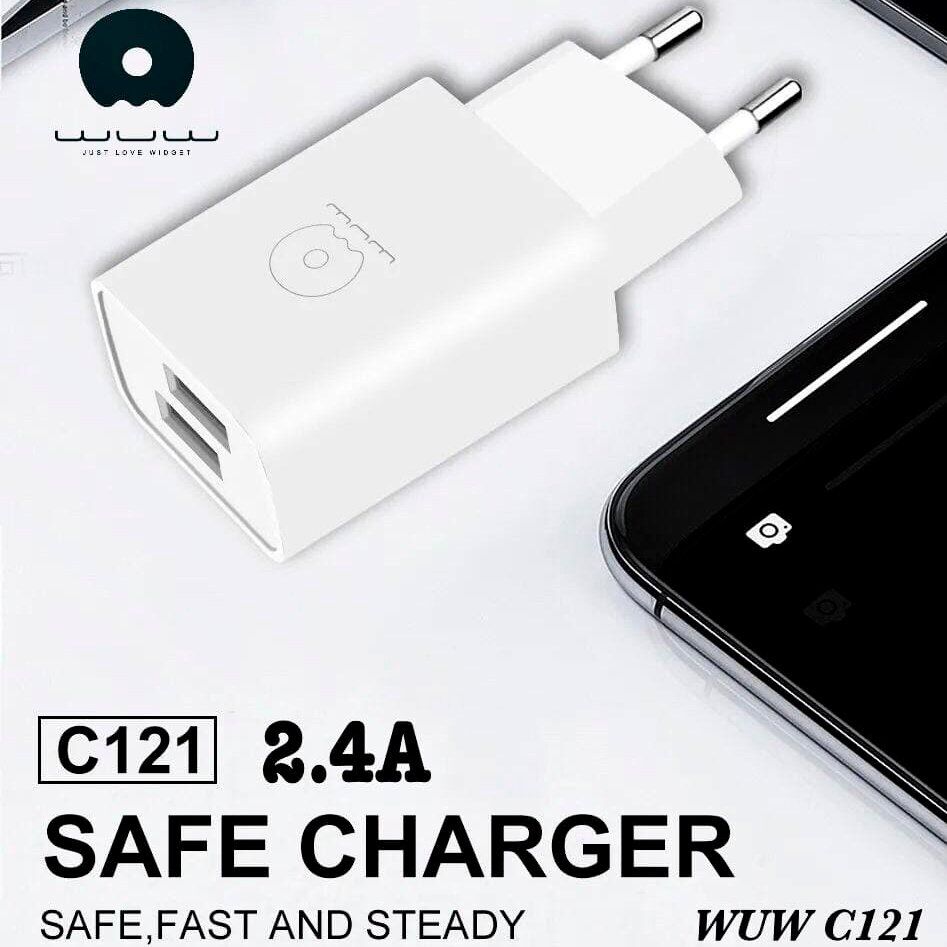 Мережевий зарядний пристрій WUW C121 2 USB PORTS 2.4A Мережевий зарядний пристрій WUW C121 2 USB PORTS 2.4A