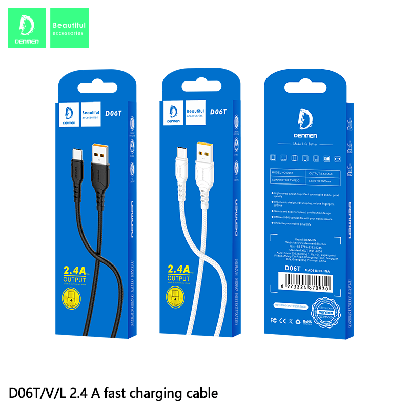 Кабель USB Denmen D06T USB - Type-C (2,4A)