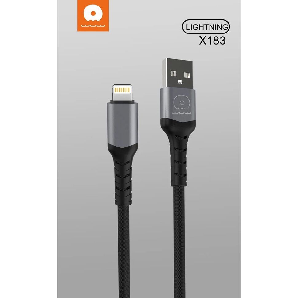Кабель USB WUW X183 USB - Lightning 3A Тканина/метал чорний Кабель USB WUW X183 USB - Lightning 3A Тканина/метал чорний