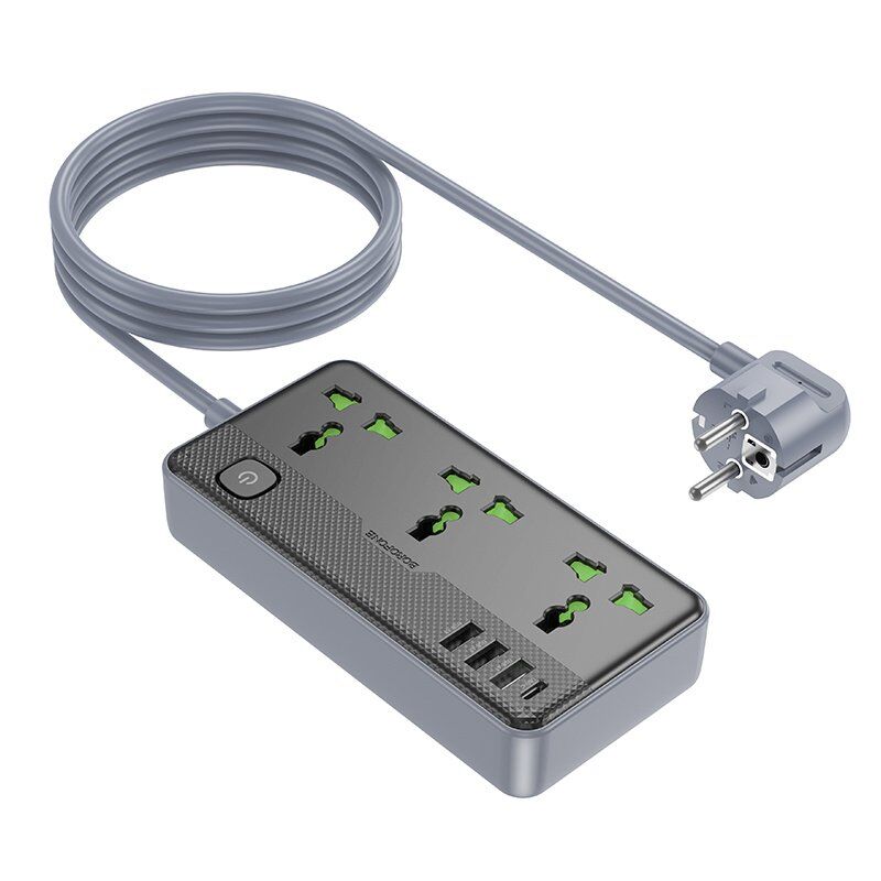 Сетевой удлинитель Borofone BAC2A (3USB/1Type-C/3xSocket) 1,5м (черный) Сетевой удлинитель Borofone BAC2A (3USB/1Type-C/3xSocket) 1,5м (черный)