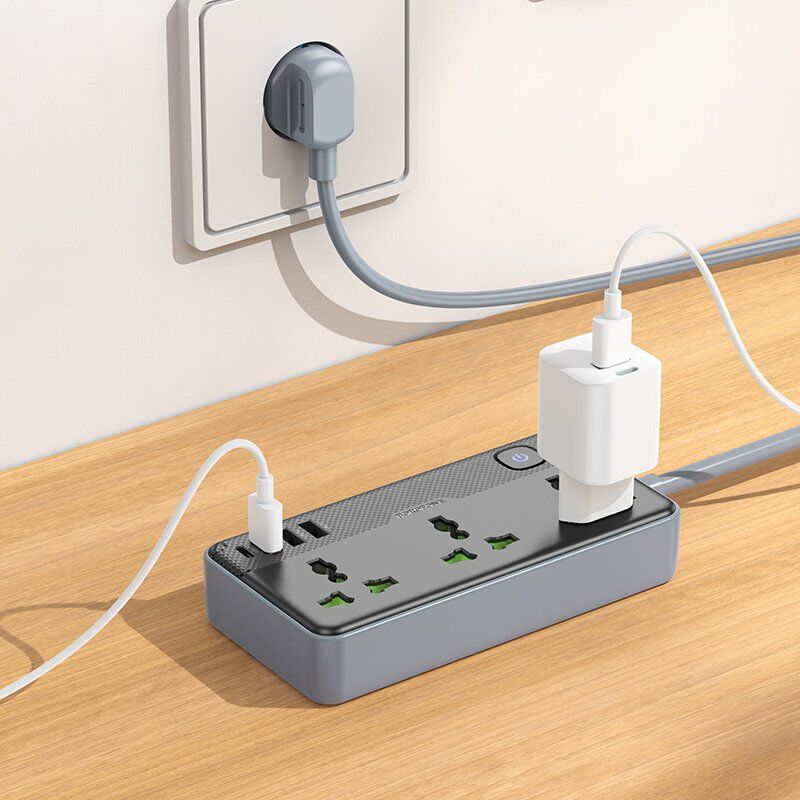 Сетевой удлинитель Borofone BAC2A (3USB/1Type-C/3xSocket) 1,5м (черный) Сетевой удлинитель Borofone BAC2A (3USB/1Type-C/3xSocket) 1,5м (черный)