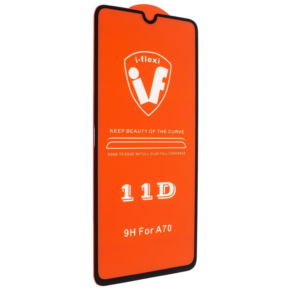 Скло 11D 9H i-flexi FULL GLUE SAMSUNG A705 Galaxy A70 (2019) в упаковці ЧОРНИЙ