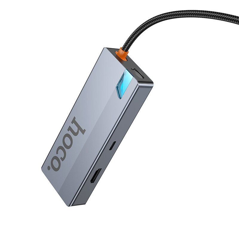Адаптер-концентратор HOCO HB50 Wow 5-в-1 (Type-C → 3×USB 3.0 + HDMI (HDTV) + PD 100 Вт), металік-сірий Адаптер-концентратор HOCO HB50 Wow 5-в-1 (Type-C → 3×USB 3.0 + HDMI (HDTV) + PD 100 Вт), металік-сірий