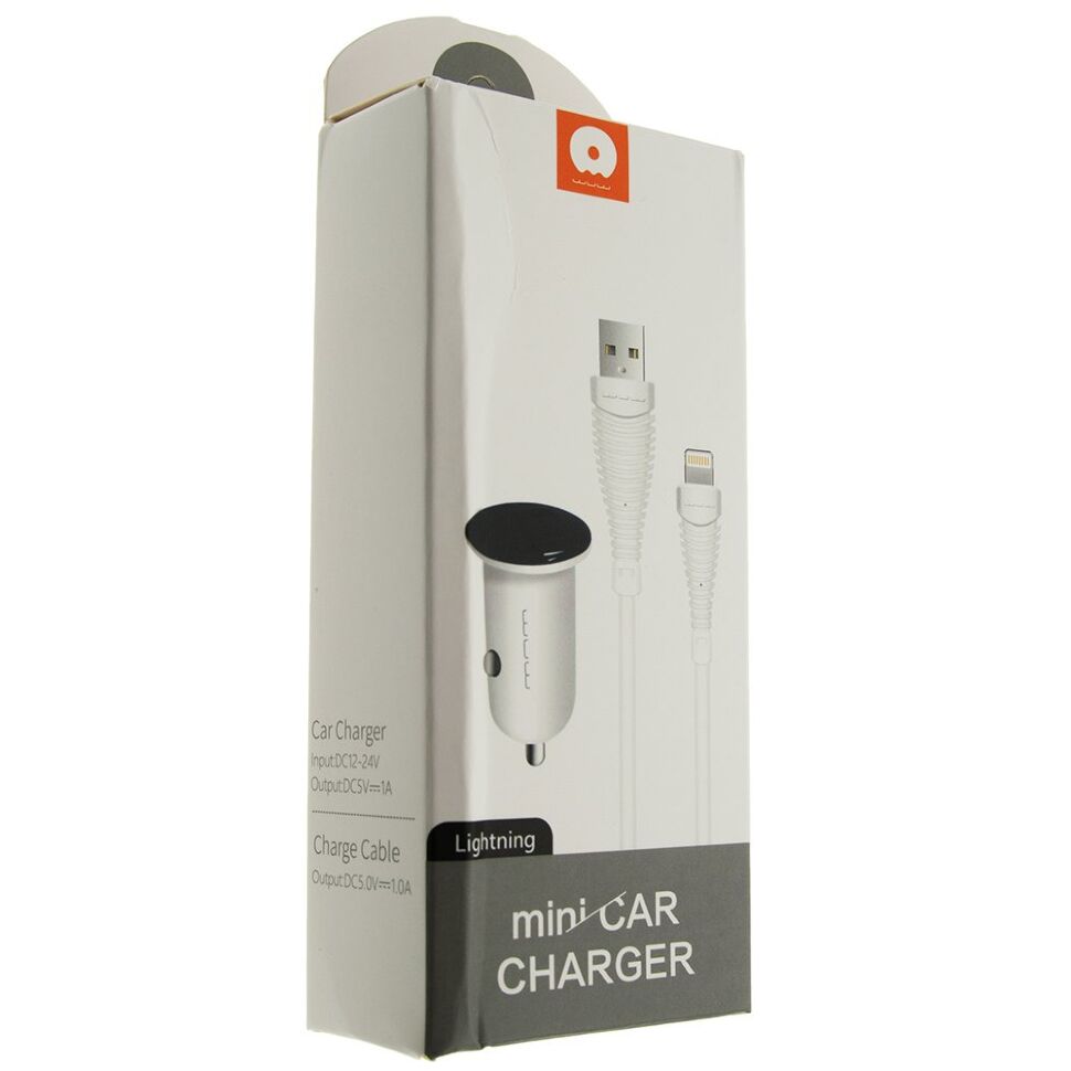 Автомобільний зарядний пристрій WUW T21 MINI + USB Micro-USB БІЛИЙ