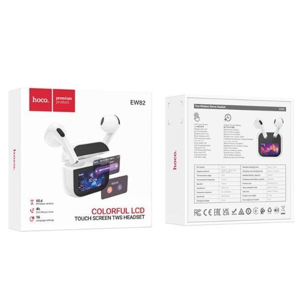 Бездротові навушники HOCO EW82 Sparkle з сенсорним екраном, білий