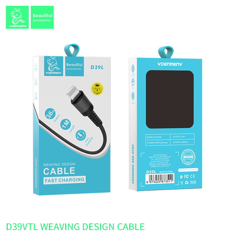 Кабель USB Denmen D39L USB - Lightning 3.6A Нейлонова обплетення Кабель USB Denmen D39L USB - Lightning 3.6A Нейлонова обплетення