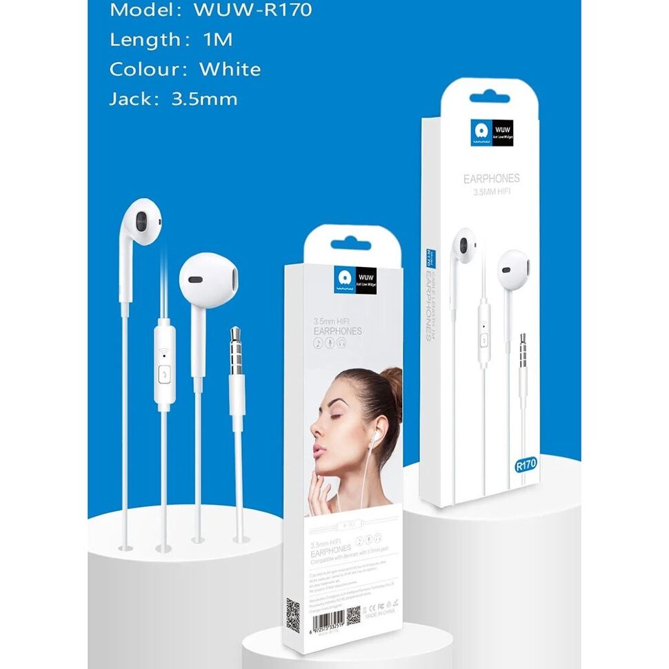 Дротові навушники WUW R170, білий (500)