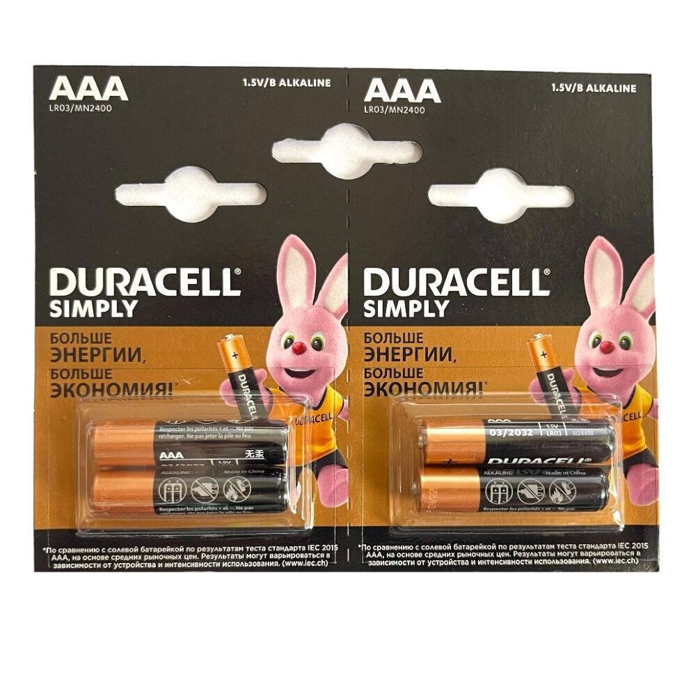 Батарейка AAA лужна DURACELL LR03 1.5V, 2 штуки блистер Батарейка AAA лужна DURACELL LR03 1.5V, 2 штуки блистер