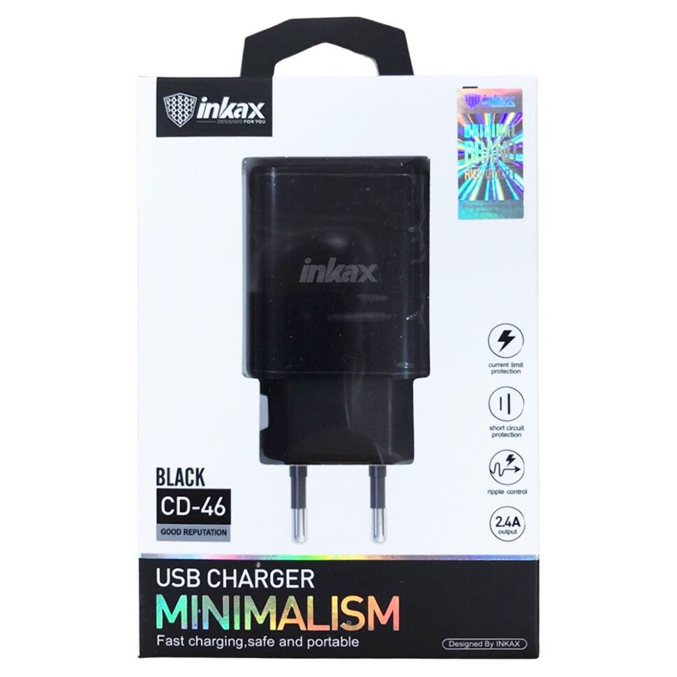 Мережевий зарядний пристрій INKAX CD-46 2.4A, 1 USB