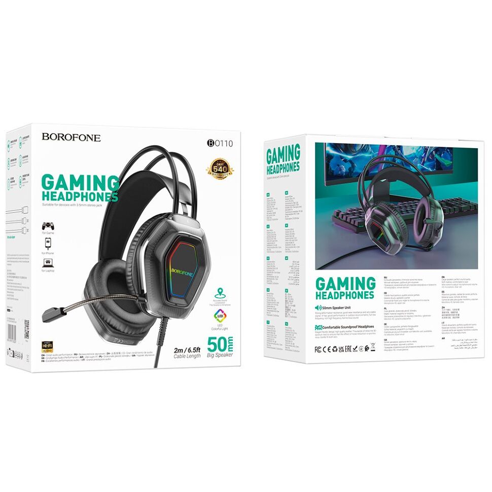 Дротова комп'ютерна гарнiтура BOROFONE BO110, чорний Дротова комп'ютерна гарнiтура BOROFONE BO110, чорний