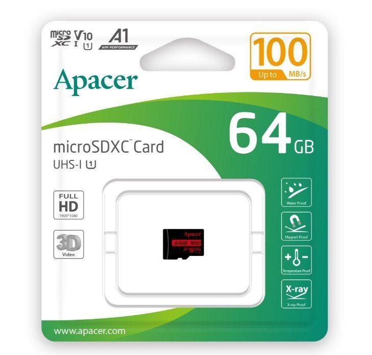 Карта пам'яті micro 64Gb Apacer SDHC (UHS-1) class 10 V10 A1 R100MB/s Карта пам'яті micro 64Gb Apacer SDHC (UHS-1) class 10 V10 A1 R100MB/s