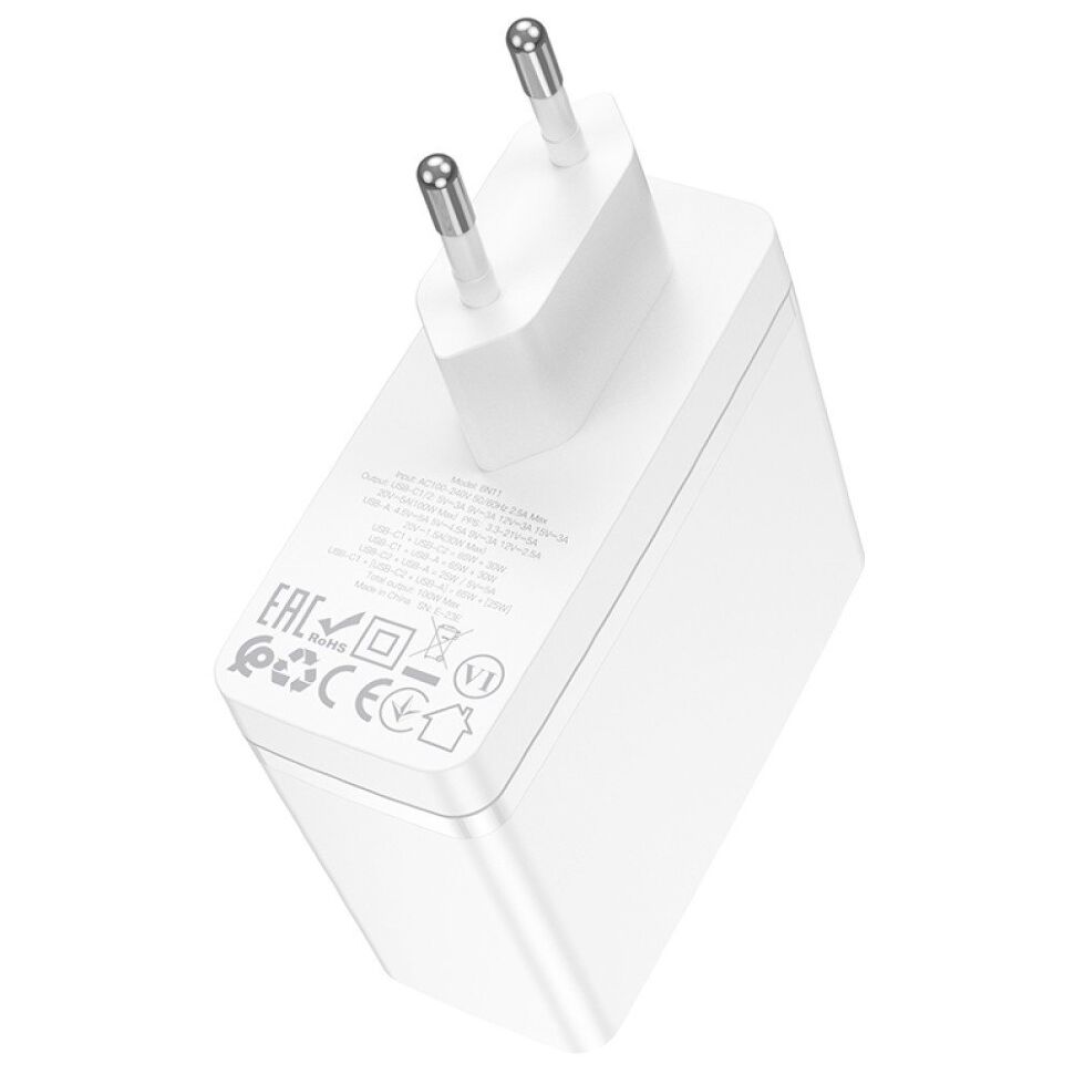 Мережевий зарядний пристрій BOROFONE BN11 100W PD + QC3.0 USB-C 2 шт. USB-A 1 шт. Мережевий зарядний пристрій BOROFONE BN11 100W PD + QC3.0 USB-C 2 шт. USB-A 1 шт.