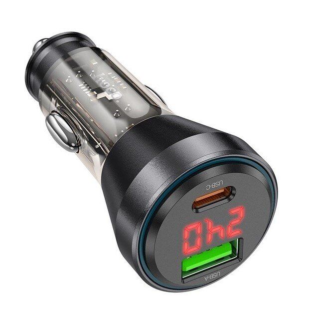 Автомобільний зарядний пристрій HOCO NZ12B 48W Type-C PD + USB-A QC3.0 LCD DISPLAY Автомобільний зарядний пристрій HOCO NZ12B 48W Type-C PD + USB-A QC3.0 LCD DISPLAY