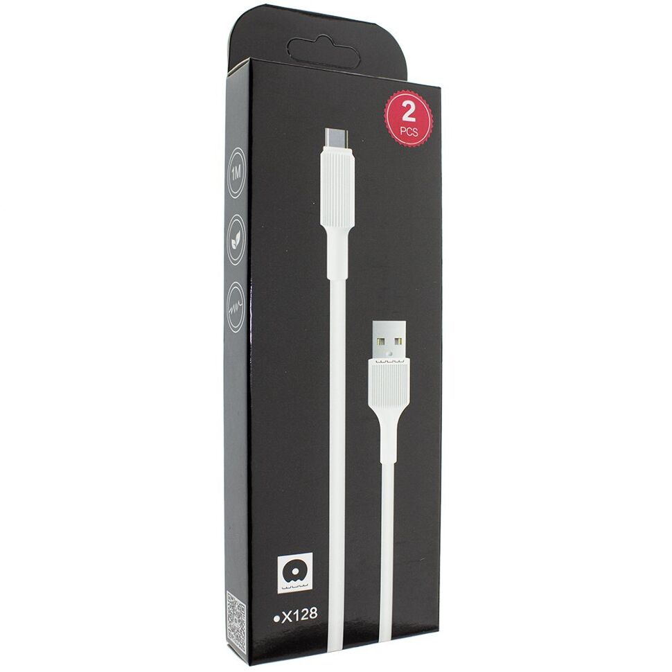 Кабель USB WUW X128 USB - Type-C 2.4A (2 кабелі в упаковці) (140) Кабель USB WUW X128 USB - Type-C 2.4A (2 кабелі в упаковці) (140)