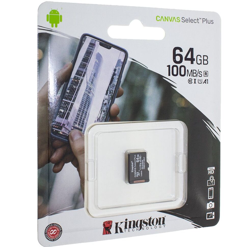 Карта пам'яті micro 64Gb Kingston Canvas Select Plus SDXC (UHS-1) class 10 А1 (R-100MB/s) Карта пам'яті micro 64Gb Kingston Canvas Select Plus SDXC (UHS-1) class 10 А1 (R-100MB/s)