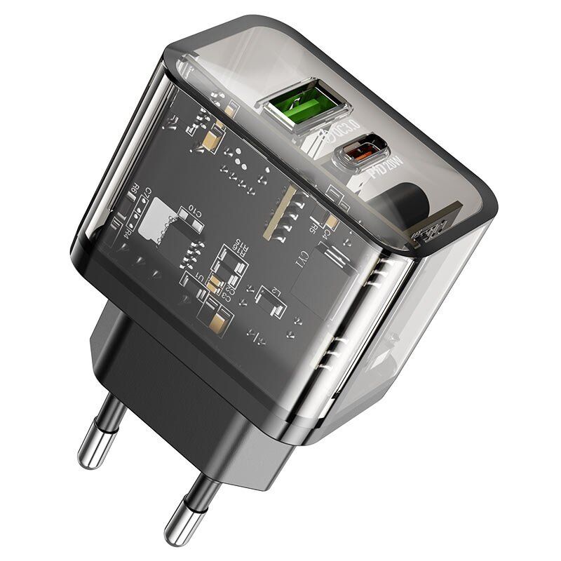 Мережевий зарядний пристрій HOCO N34 TYPE-C PD 20W + USB QC 3.0 Мережевий зарядний пристрій HOCO N34 TYPE-C PD 20W + USB QC 3.0