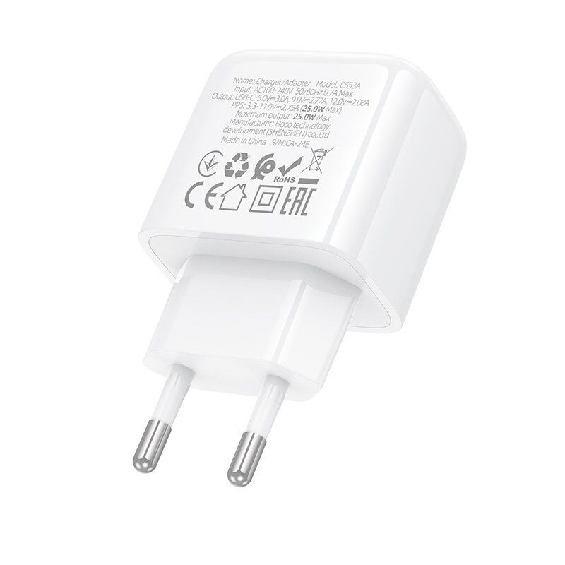 Мережевий зарядний пристрій HOCO CS53A TYPE-C PD 25W, білий