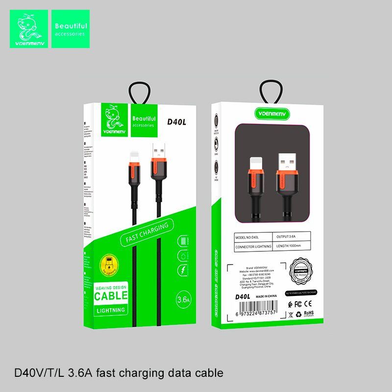 Кабель USB Denmen D40V USB - micro USB 3.6A ТКАНИНОВА ОПЛЕТКА Кабель USB Denmen D40V USB - micro USB 3.6A ТКАНИНОВА ОПЛЕТКА