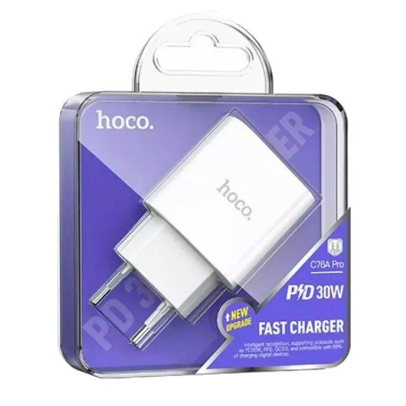 Мережевий зарядний пристрій HOCO C76A PRO TYPE-C PD 30W, білій Мережевий зарядний пристрій HOCO C76A PRO TYPE-C PD 30W, білій